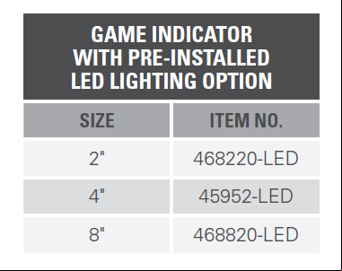 GAME INDICATOR WITH PRE-INSTALLED LED LIGHTING OPTION